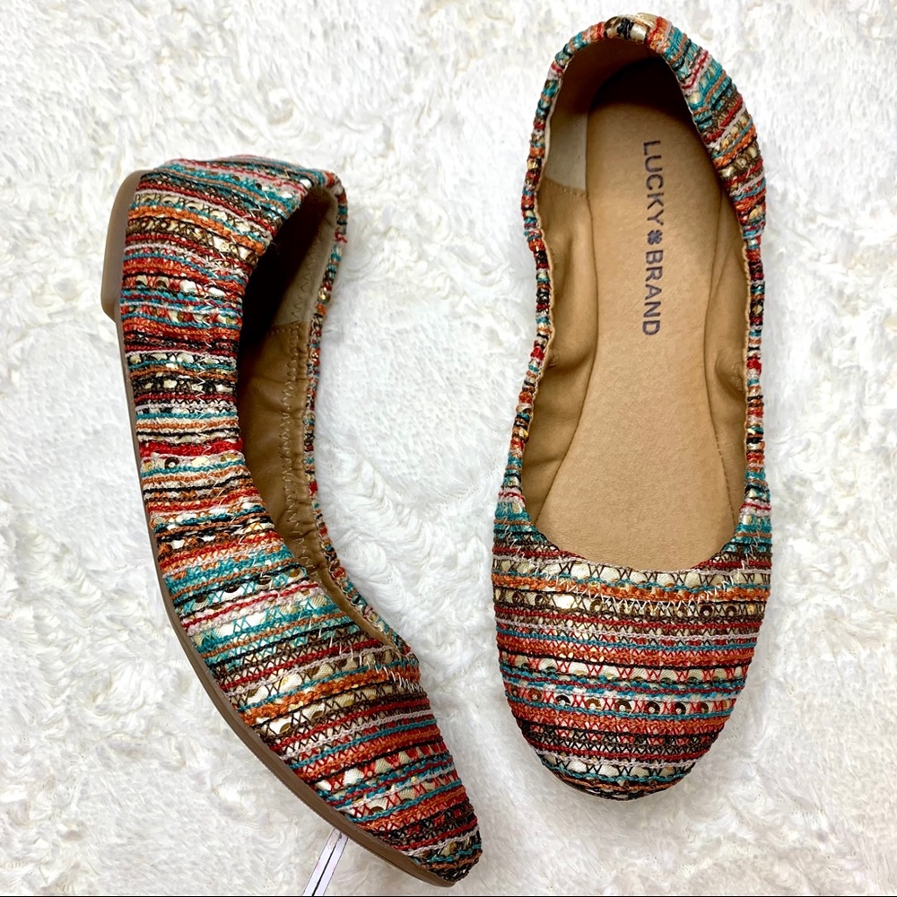 Lucky Brand Emmie Fabric Sequin Ballet Flats 7.5